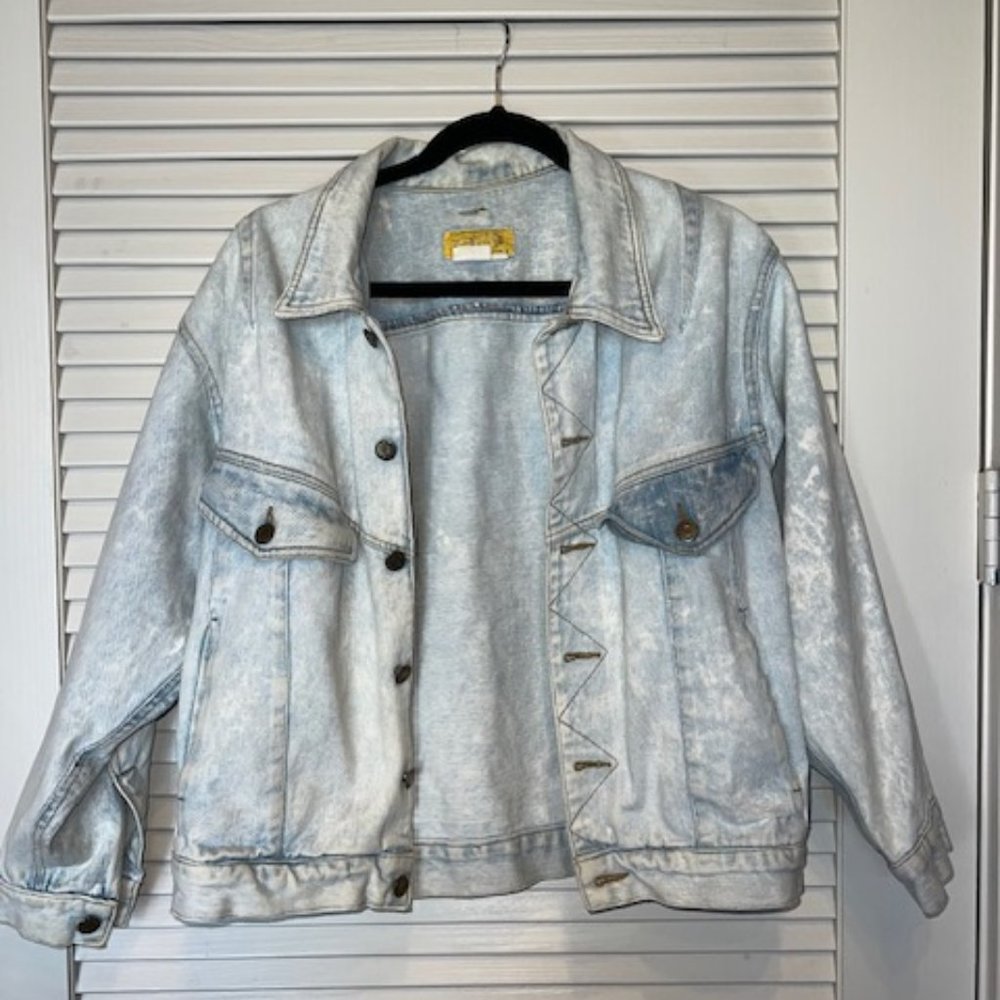 Blue Acid Wash Bomber Jacket - Medium